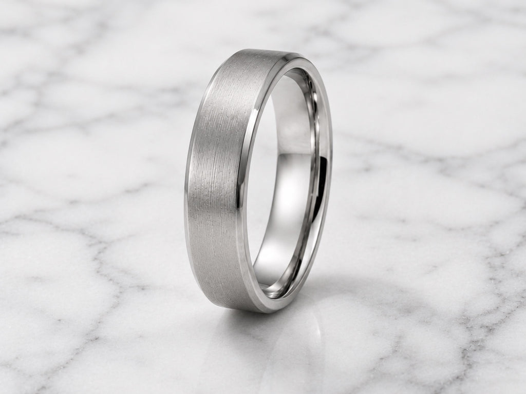 4mm Brushed Gold Wedding Band in solid gold, view 7