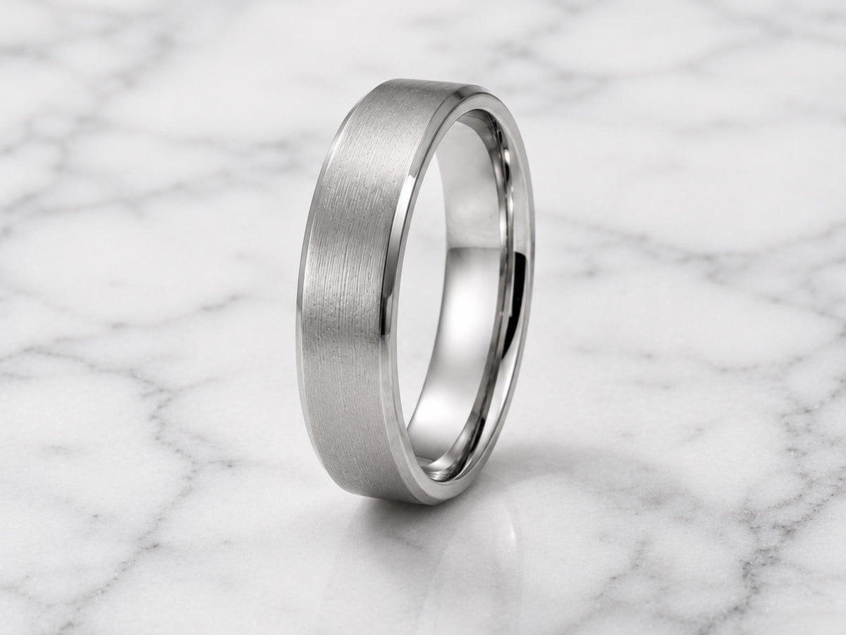 4mm Brushed Gold Wedding Band in solid gold, view 7