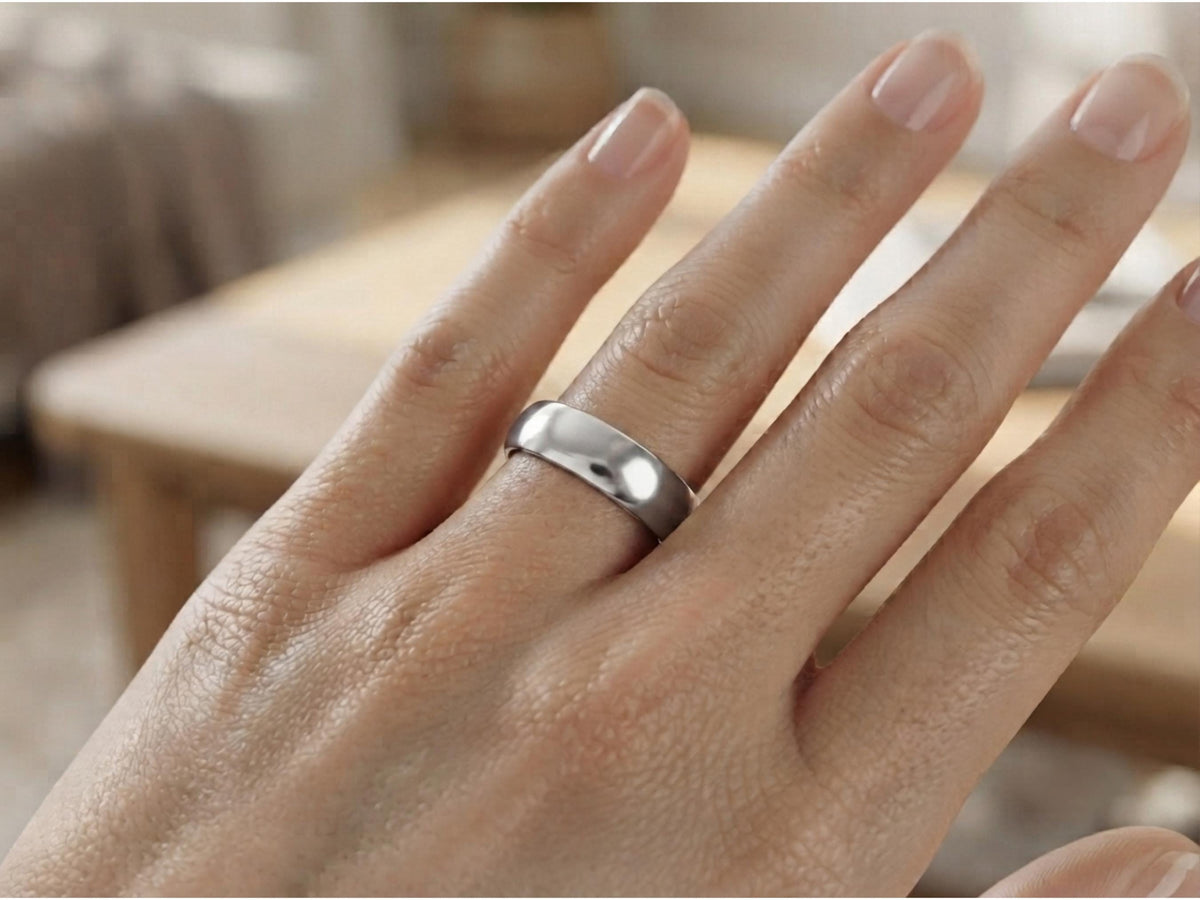 6mm Domed Wide Band – Classic Fit in solid gold, view 5
