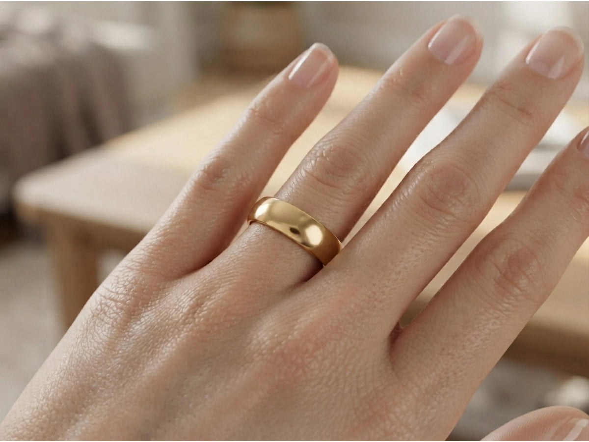 6mm Domed Wide Band – Classic Fit in solid gold, view 6