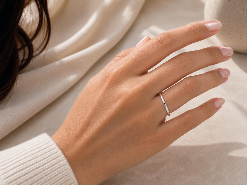 1mm Thin Stacking Ring – Dainty Band in solid gold, view 9