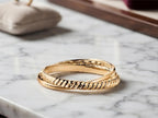 Twisted Duo Ring Set – Smooth and Twist Bands in solid gold