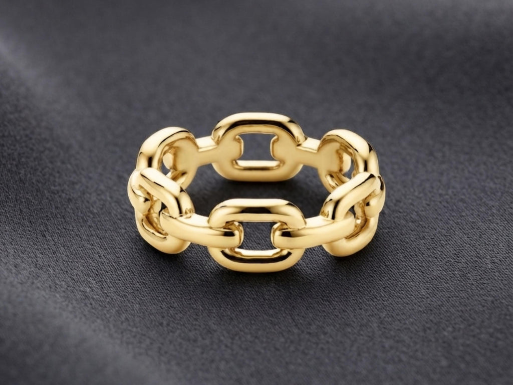 Chunky Chain Link Ring – 6.5mm in solid gold