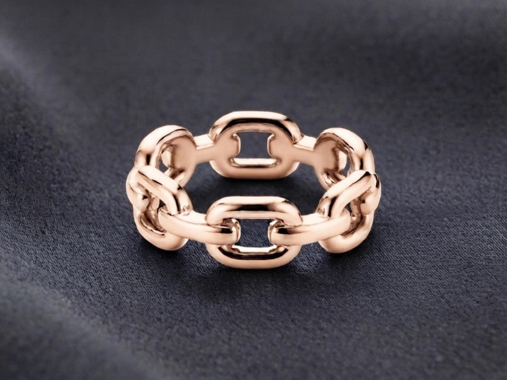 Chunky Chain Link Ring – 6.5mm in solid gold, view 3