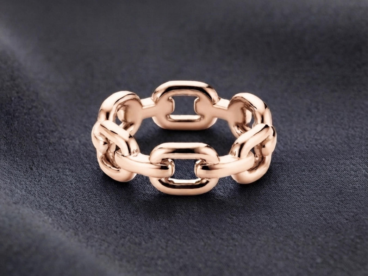 Chunky Chain Link Ring – 6.5mm in solid gold, view 3