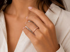 Ribbed Gold Stacking Band – 3mm in solid gold, view 9