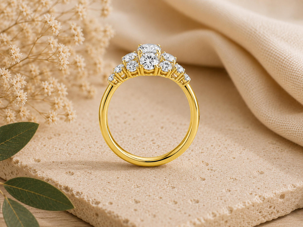 Lab-Grown Diamond Cluster Ring – 7mm Top in solid gold, view 9