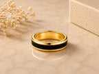 Black Enamel Inlay Band – 6mm Unisex in solid gold