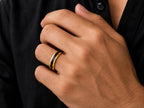 Black Enamel Inlay Band – 6mm Unisex in solid gold, view 5