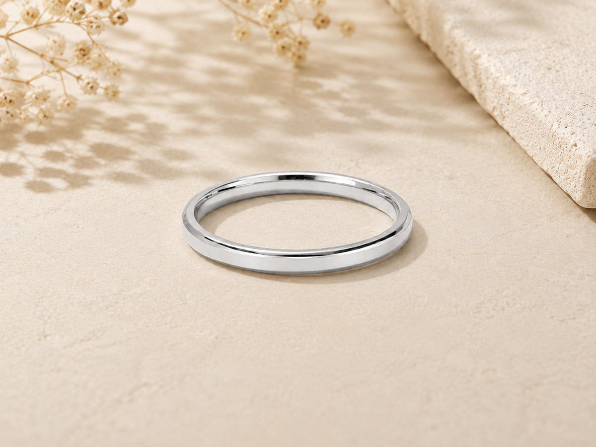 2mm Smooth Gold Band – Minimalist Wedding Ring in solid gold, view 3