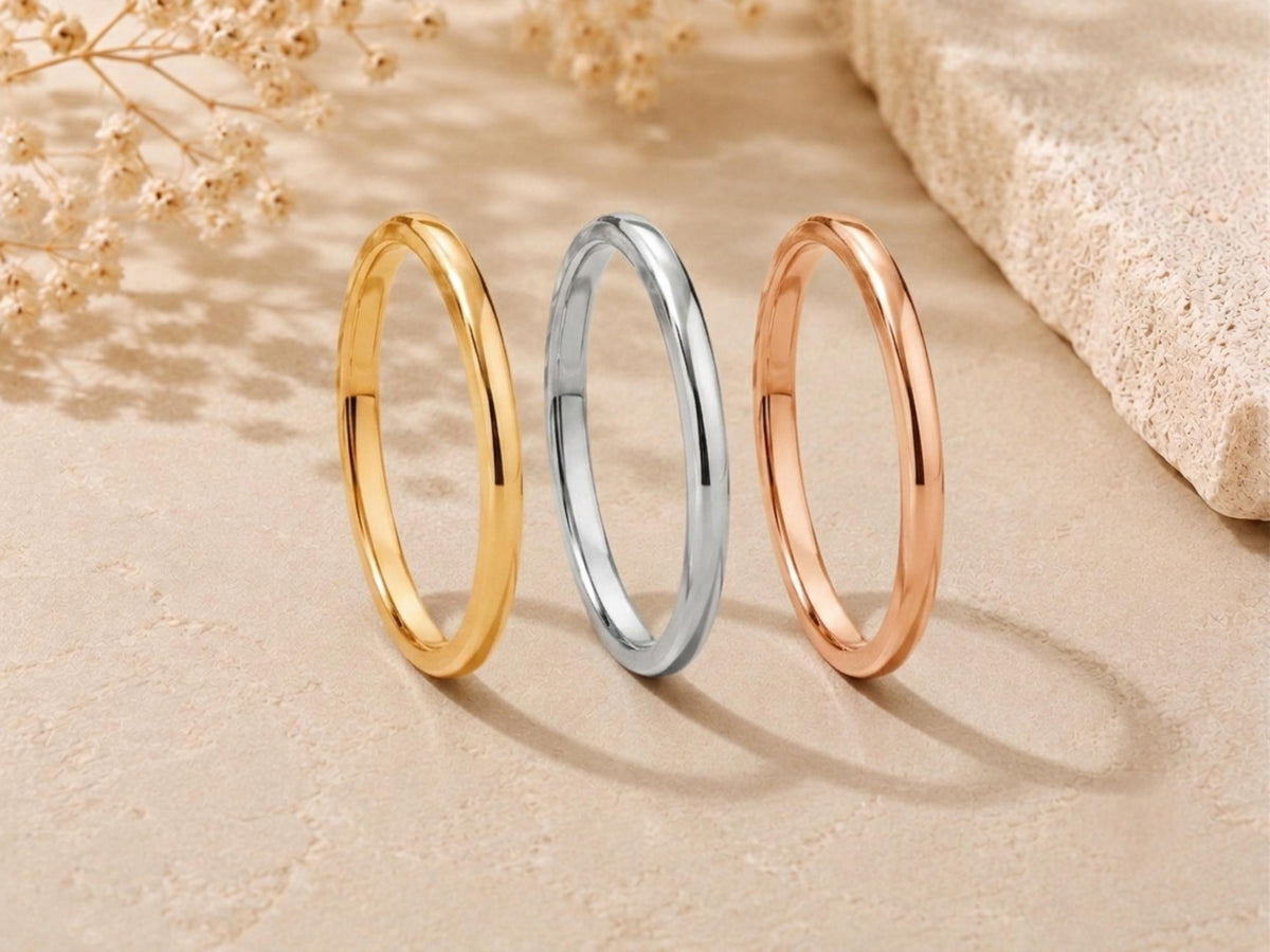 2mm Smooth Gold Band – Minimalist Wedding Ring in solid gold, view 7