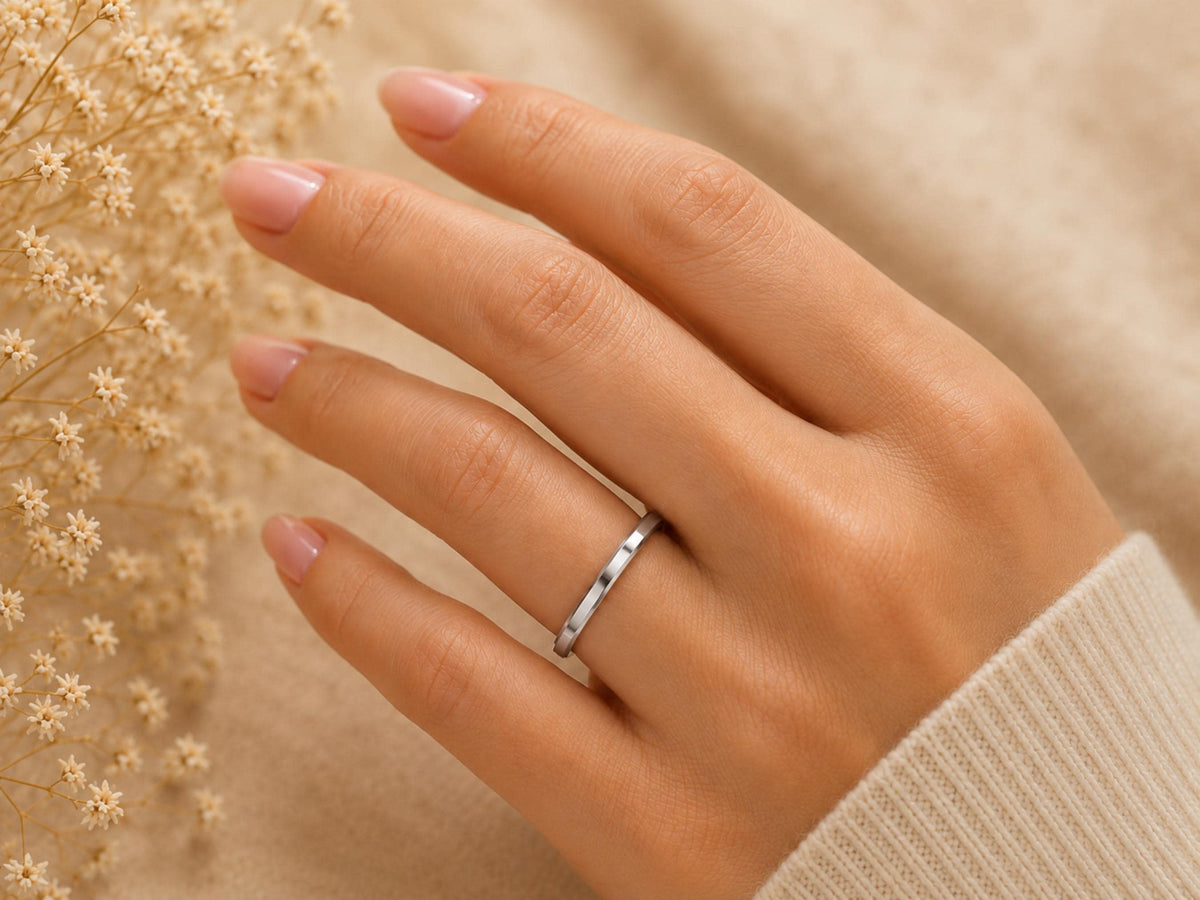 2mm Smooth Gold Band – Minimalist Wedding Ring in solid gold, view 10
