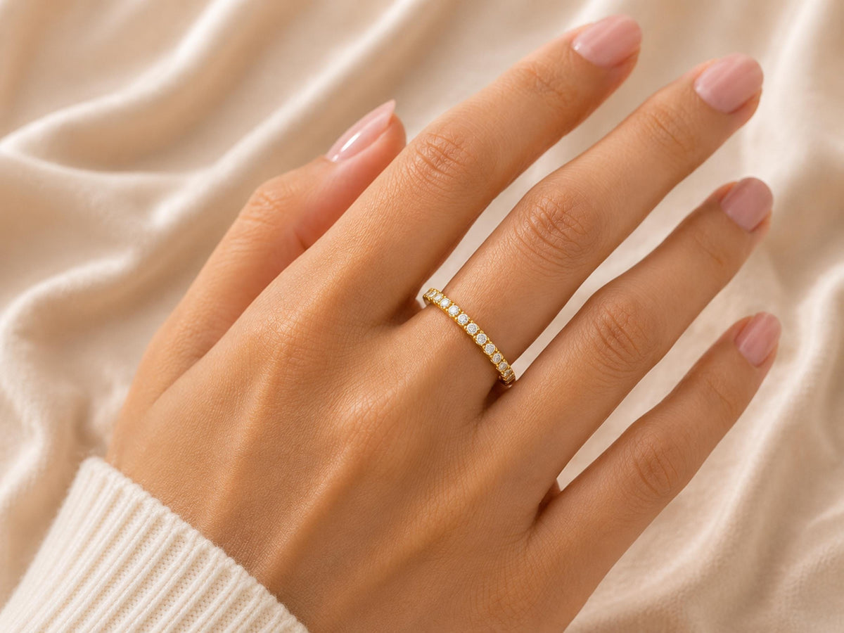 Lab-Grown Diamond Eternity Band – 1.7mm in solid gold, view 8