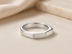 Geometric Flat Top Band – 4mm in solid gold, view 2
