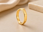 Geometric Flat Top Band – 4mm in solid gold, view 4