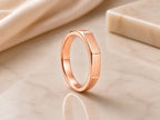 Geometric Flat Top Band – 4mm in solid gold, view 6