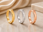 Geometric Flat Top Band – 4mm in solid gold, view 7