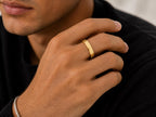 Geometric Flat Top Band – 4mm in solid gold, view 9