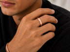 Geometric Flat Top Band – 4mm in solid gold, view 10