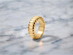 Fluted Bold Gold Ring – 9.35mm Wide Band in solid gold, view 6