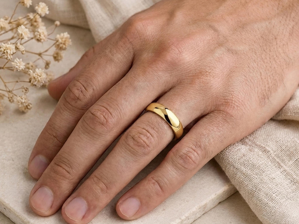 4mm Curved Wedding Band – Nesting Contour Ring in solid gold, view 7