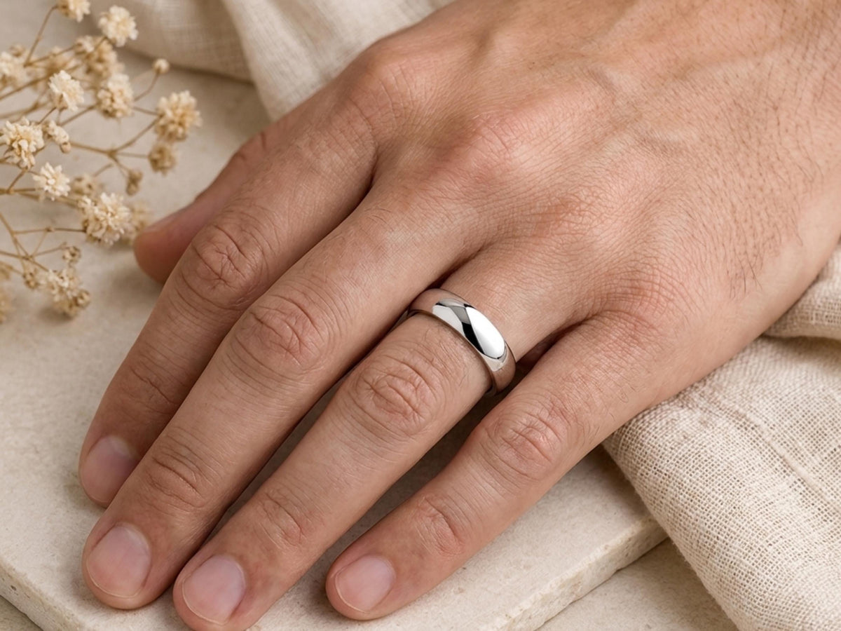 4mm Curved Wedding Band – Nesting Contour Ring in solid gold, view 6