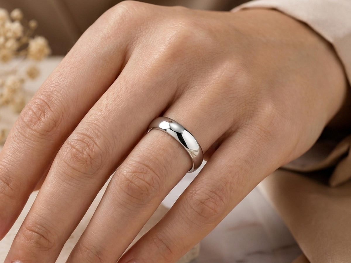 4mm Curved Wedding Band – Nesting Contour Ring in solid gold, view 9