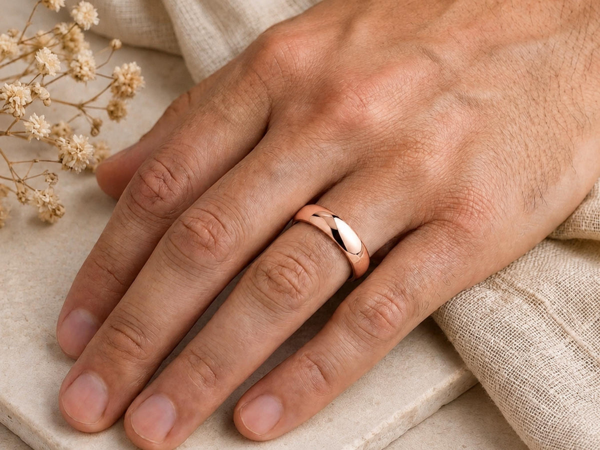 4mm Curved Wedding Band – Nesting Contour Ring in solid gold, view 8