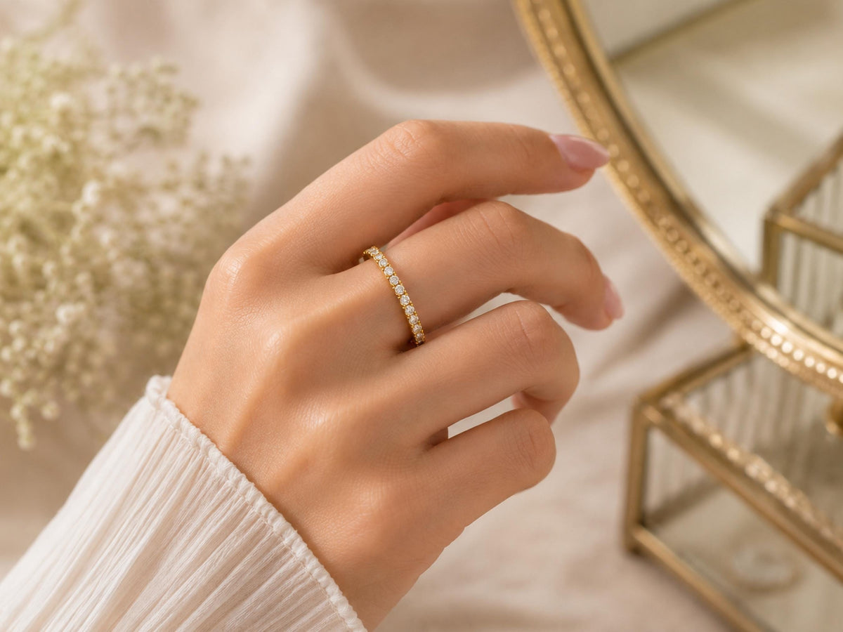 Bold Lab-Grown Diamond Eternity Band – 4mm Wedding Ring in solid gold, view 7