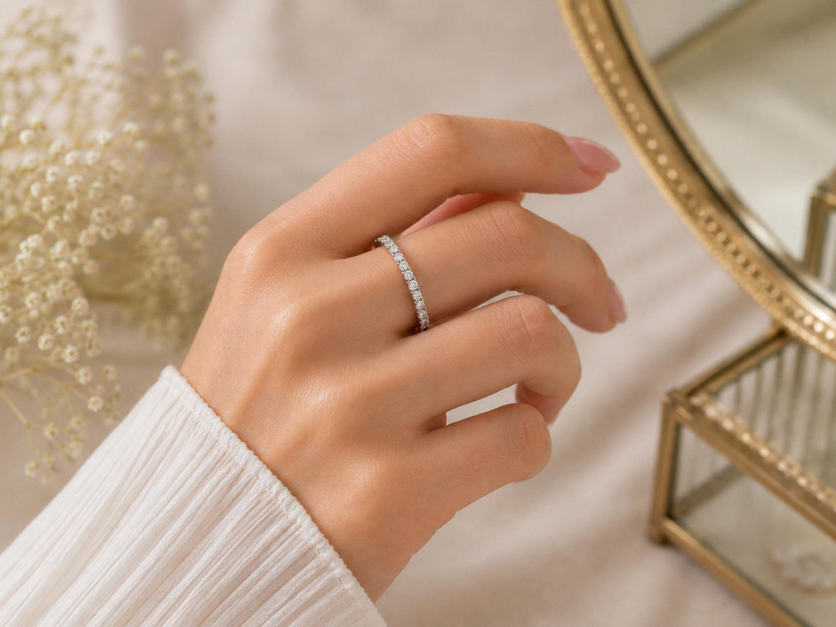 Bold Lab-Grown Diamond Eternity Band – 4mm Wedding Ring in solid gold, view 8