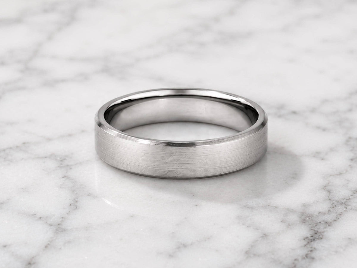 4mm Brushed Gold Wedding Band in solid gold, view 2