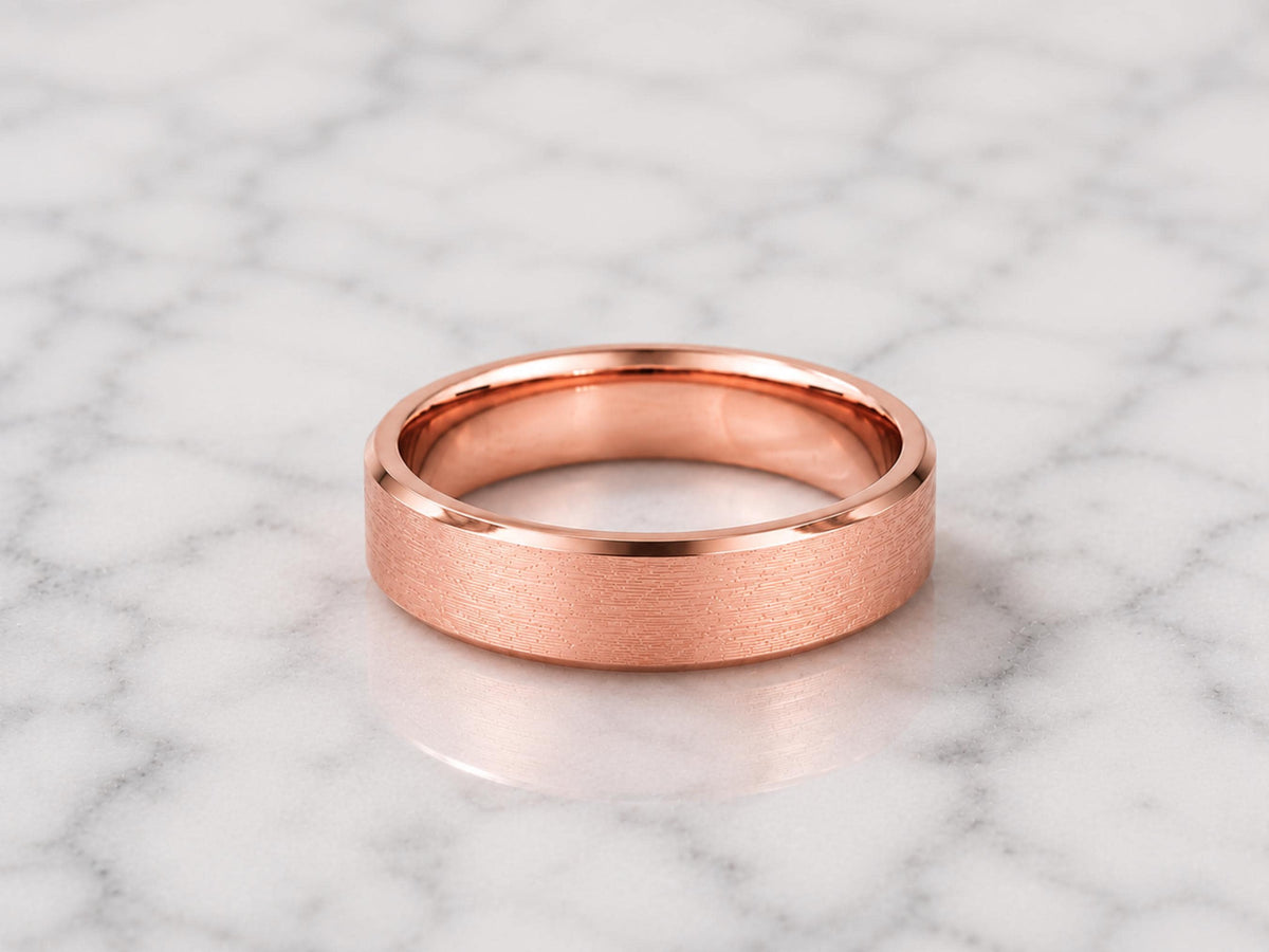 4mm Brushed Gold Wedding Band in solid gold, view 3