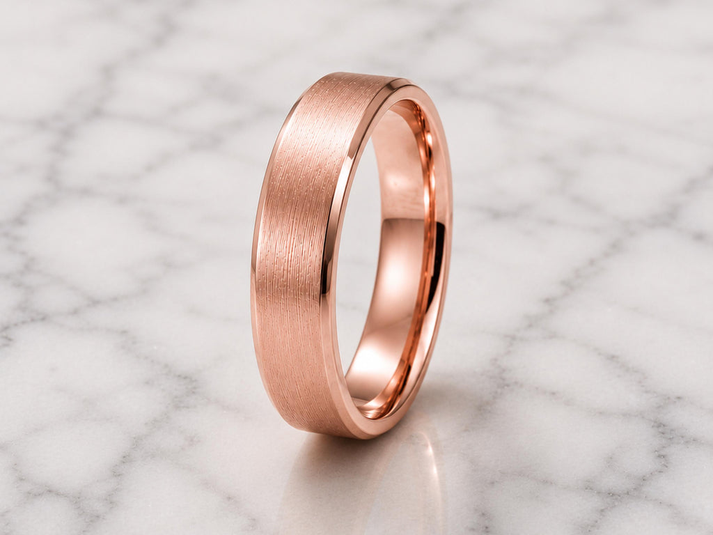 4mm Brushed Gold Wedding Band in solid gold, view 8