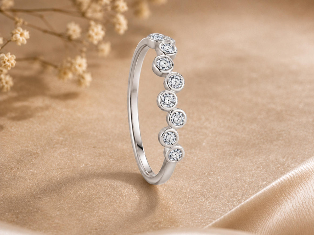 Scattered Bezel Lab-Grown Diamond Ring in solid gold, view 5