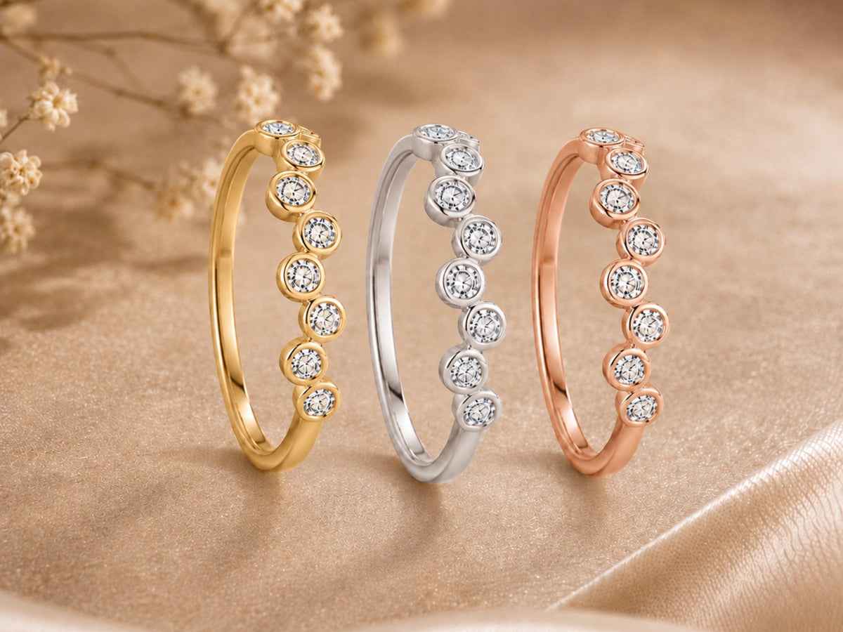 Scattered Bezel Lab-Grown Diamond Ring in solid gold, view 7