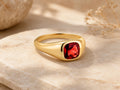 Red Stone Pinky Signet Ring – 7mm in solid gold