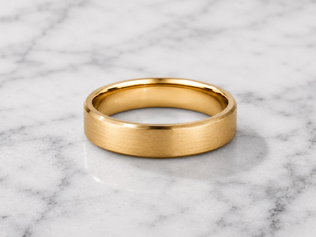 4mm Brushed Gold Wedding Band in solid gold