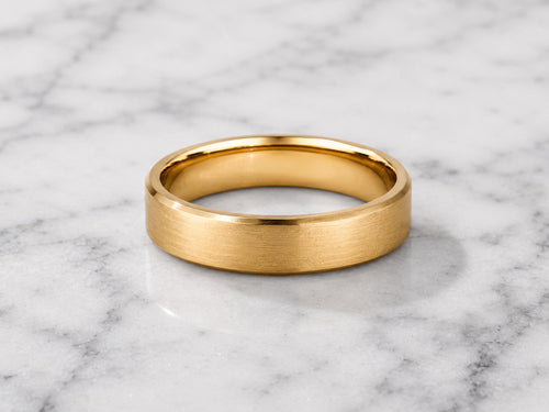 4mm Brushed Gold Wedding Band in solid gold
