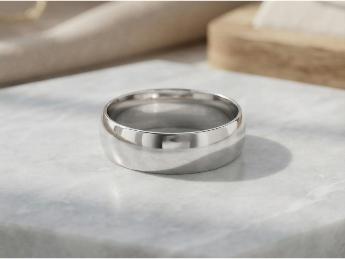 6mm Domed Wide Band – Classic Fit in solid gold, view 2