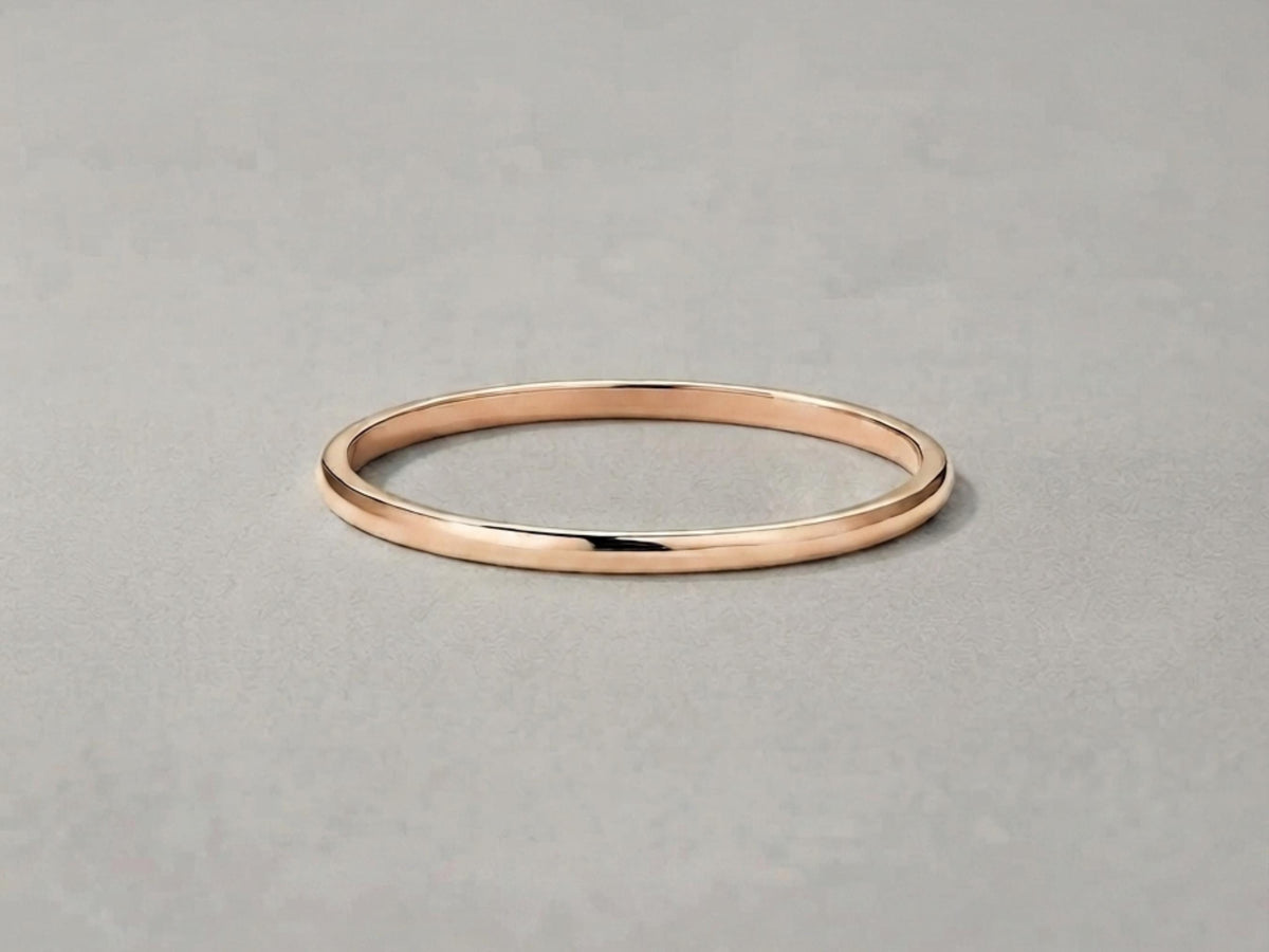 1mm Thin Stacking Ring – Dainty Band in solid gold, view 3