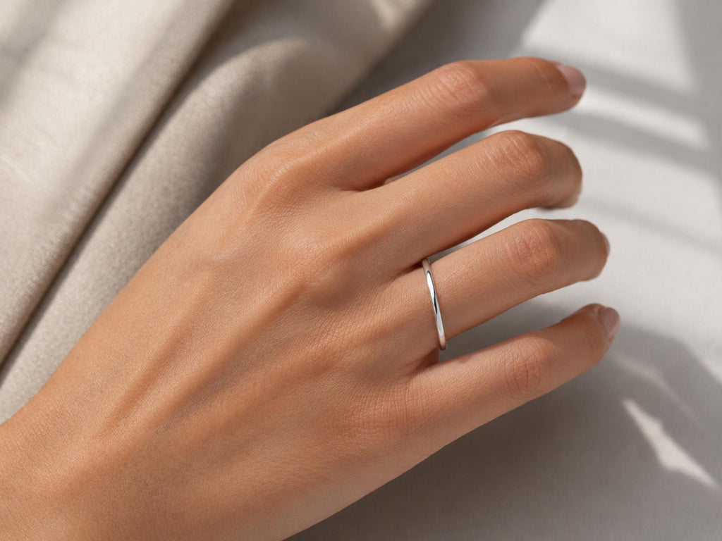 1mm Thin Stacking Ring – Dainty Band in solid gold, view 4