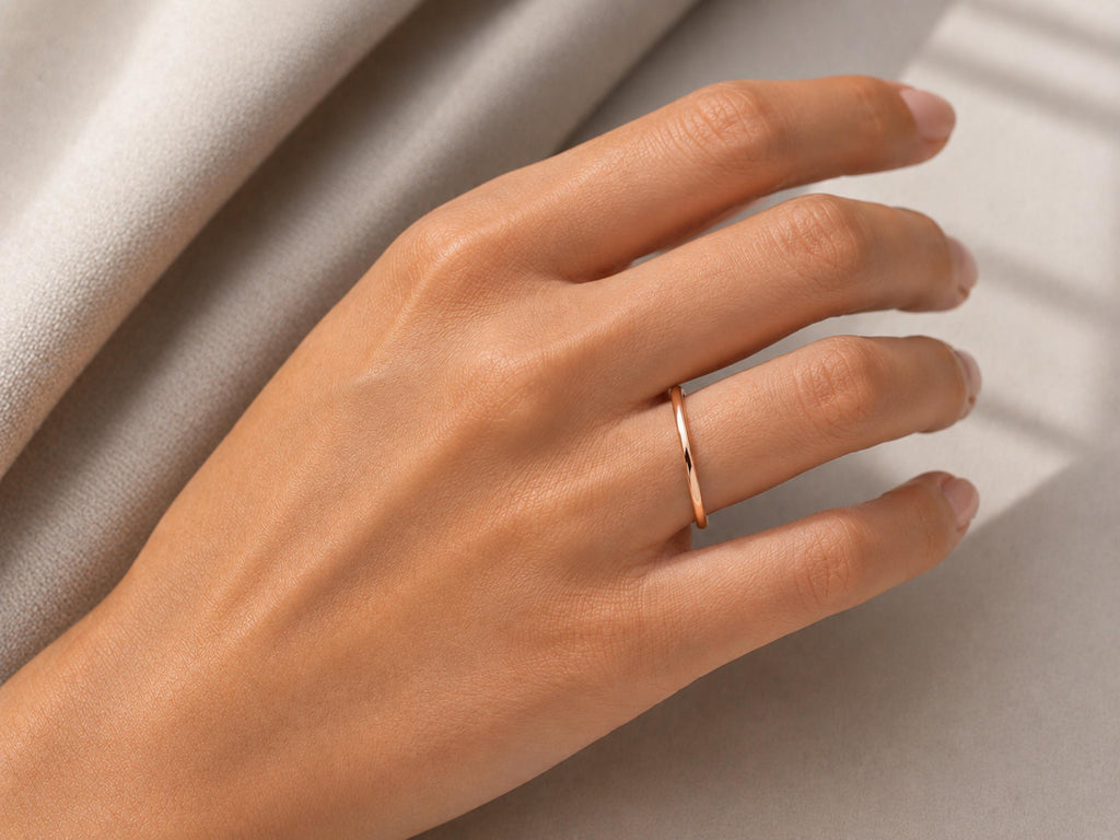 1mm Thin Stacking Ring – Dainty Band in solid gold, view 6
