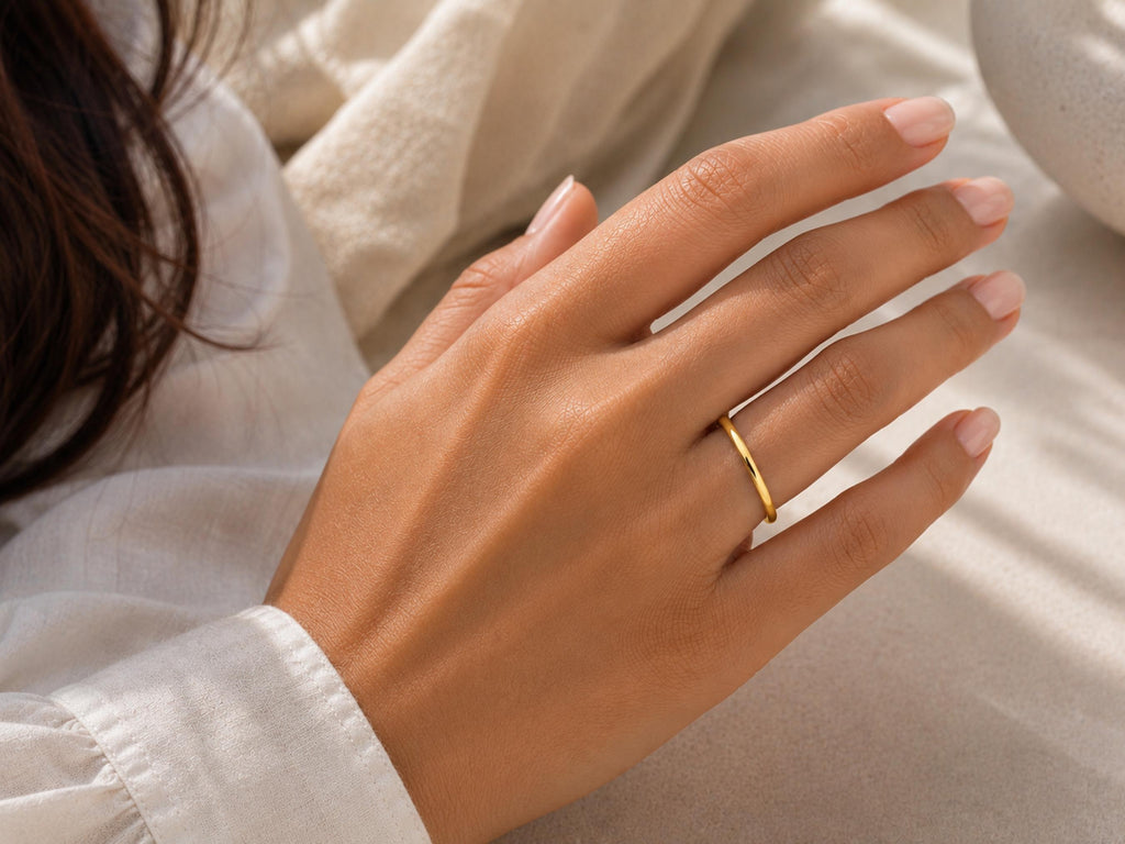 1mm Thin Stacking Ring – Dainty Band in solid gold, view 8