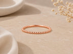 Gold Beaded Stacking Ring – Dainty Band in solid gold, view 2