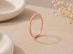 Gold Beaded Stacking Ring – Dainty Band in solid gold, view 4