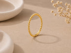 Gold Beaded Stacking Ring – Dainty Band in solid gold, view 6