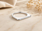 Pavé Lab-Grown Diamond Bar Ring – 1.5mm in solid gold, view 2
