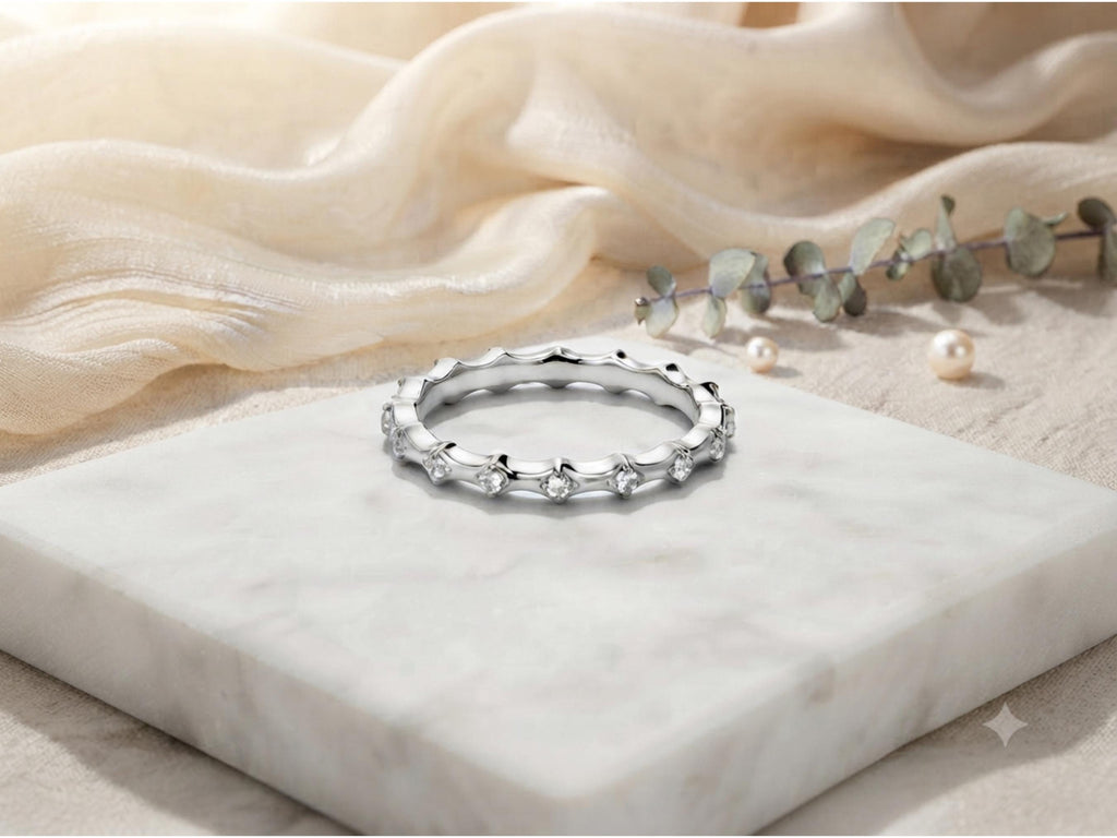 Bubble and Scallop Ring Set – 6.2mm in solid gold, view 5