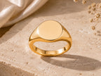 Bold Round Signet Ring – 13mm Top in solid gold, view 5