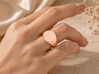 Bold Round Signet Ring – 13mm Top in solid gold, view 10